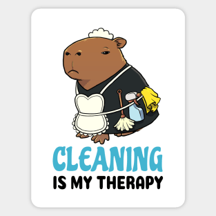 Cleaning is my therapy Capybara Sticker